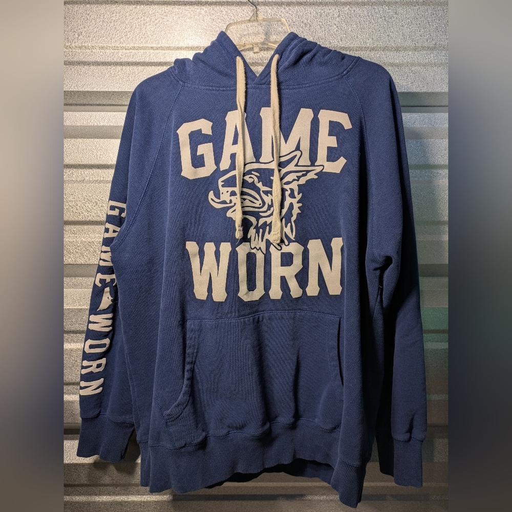 game Worn Blue Graphic Hoodie Size Xl